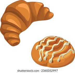 vector Illustration of a Freshly Baked Croissant and Pastry