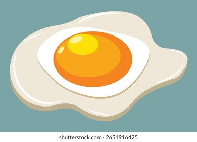 Vector illustration of a freshly prepared fried egg with vibrant yellow yolk. The cartoon-style image features a sunny-side-up presentation, ideal for food-related content or breakfast concepts.
