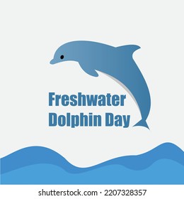 Vector illustration of Freshwater Dolphin Day. Simple and elegant design