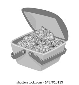 Vector illustration of fridge and ice icon. Set of fridge and cube stock vector illustration.