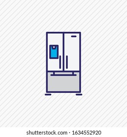 Vector illustration of fridge icon colored line. Beautiful appliance element also can be used as refrigerator icon element.