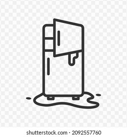 Vector illustration of fridge leak icon in dark color and transparent background(png).