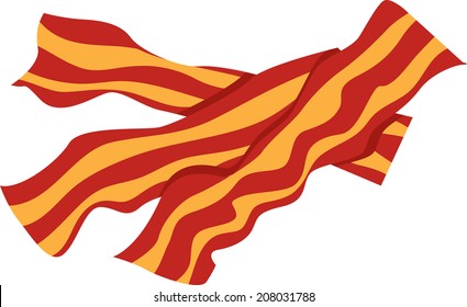 Vector illustration of fried bacon isolated on white