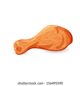 Vector illustration of fried chicken leg in cartoon style