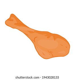 Vector illustration of fried chicken leg in cartoon style.
