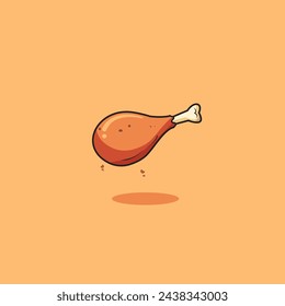 Vector illustration of fried chicken leg cartoon