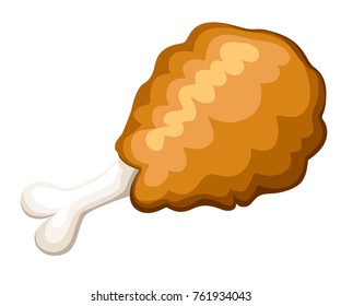 Vector illustration of fried chicken leg in cartoon style. Chicken thighs icon. Isolated on white background. Website page and mobile app design