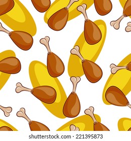 vector illustration fried chicken legs seamless pattern