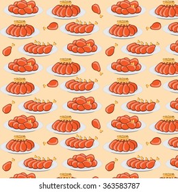 vector illustration fried chicken legs pattern