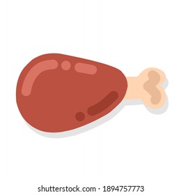vector illustration of fried chicken thigh.  minimalist flat design