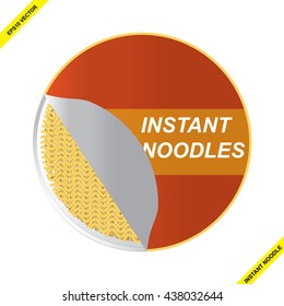 Vector illustration of fried and dried or uncooked instant noodles in a bowl or cup, isolated on white background