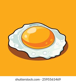 Vector illustration of a fried egg with a bright yellow yolk and crispy white edges, set against a warm orange background.