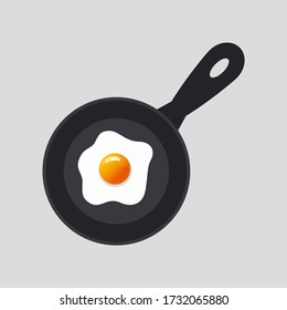 Vector Illustration of Fried Egg in a Frying Pan Design, Fried Egg Cartoon Template
