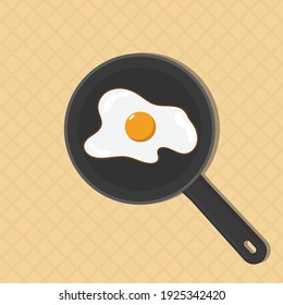 Vector illustration of fried egg in frying pan