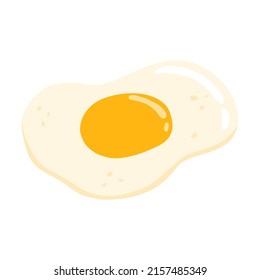Vector illustration of fried egg isolated on white background. Scrambled eggs in cartoon hand drawn flat style