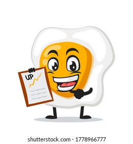 vector illustration of fried egg mascot or character presentation with clipboard