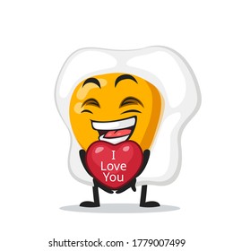 vector illustration of fried egg mascot or character give love symbol and says i love you