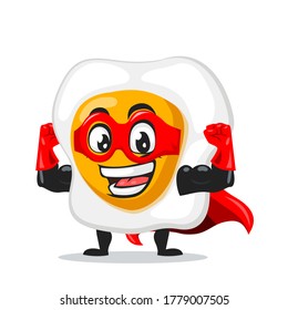 vector illustration of fried egg mascot or character wearing super hero costume