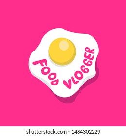 Vector Illustration Fried Egg on Pink Background for Food Vlogger Logo Design