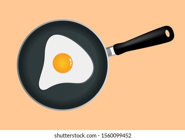 Vector illustration of fried egg in a pan. Realistic. Element of your design.