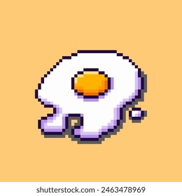 Vector Illustration of Fried Egg with Pixel Art Design, perfect for game assets themed designs