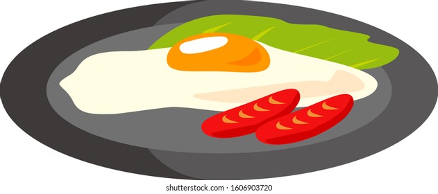 Vector illustration of fried egg served on a plate .