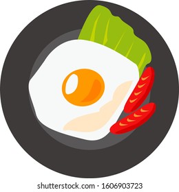 Vector illustration of fried egg served on a plate .