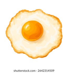 Ilustração vetorial de um ovo frito no estilo de escova aquarela. Ideal para menus gastronômicos, gráficos de café da manhã saudáveis, marca de café e designs de blog culinário.