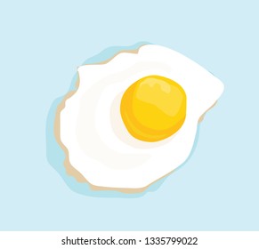 Vector illustration of fried egg with yellow yolk for breakfast isolated on white background.