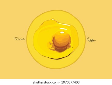 Vector Illustration of Fried Egg, Yolk, Breakfast, Sunny Side Up