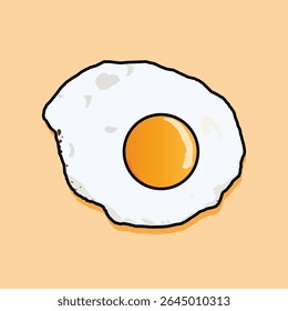 Ilustração vetorial de um ovo frito com a gema no meio