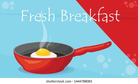 vector illustration with fried eggs for breakfast banner