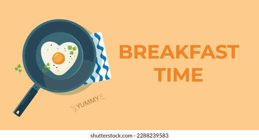 Vector Illustration of Fried Eggs in a Frying Pan 