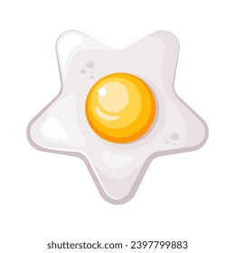 Vector illustration of fried eggs made in the shape of a star. A breakfast dish. Flat-style Fried eggs