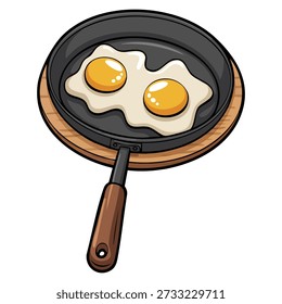 Vector illustration of fried eggs on white background ideal for food menu artwork kitchen themes breakfast designs or creative cooking related graphics