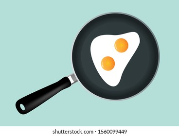 Vector illustration of fried eggs in a pan. Realistic. Element of your design.