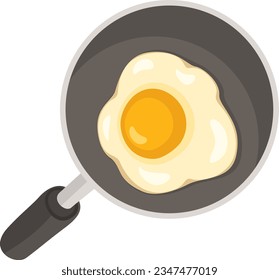 Ilustración vectorial de huevos fritos en una sartén