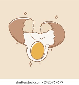 vector illustration of fried eggs, toast and a slice of bread