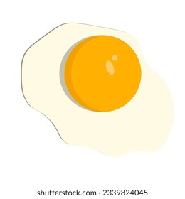 Vector illustration of Fried farm egg with orange yolk on white background isolate