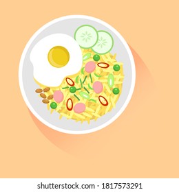 Vector illustration of fried rice. Nasi goreng