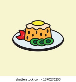 Ilustración vectorial del arroz frito. apto para productos alimenticios y menús del restaurante.