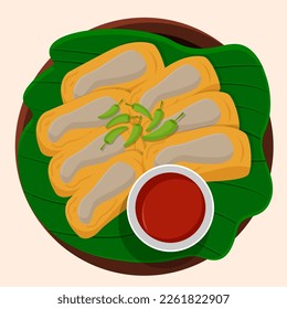 Vector illustration of fried tofu meatballs for takjil in the month of Ramadan