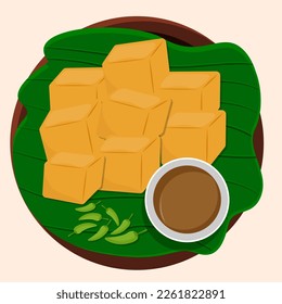 Vector Illustration of Fried Tofu for Takjil in the Month of Ramadan