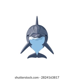 Vector Illustration of a Friendly Bottlenose Dolphin Facing Forward Isolated on White Background