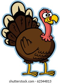 Vector illustration of a friendly cartoon turkey.