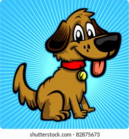 Vector illustration of a friendly cute cartoon puppy dog.