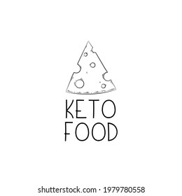 Vector illustration of a friendly keto icon with cheese. Hand-drawn style. For keto diet advertising or blog, or lipid-friendly packaging