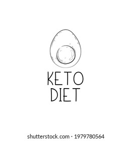 Vector illustration of a friendly keto icon with an egg. Hand-drawn style For keto advertising or blog, or lipid-friendly packaging
