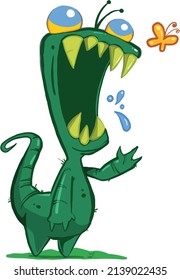 vector illustration of a friendly little green monster