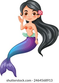 Vector illustration of a friendly mermaid greeting